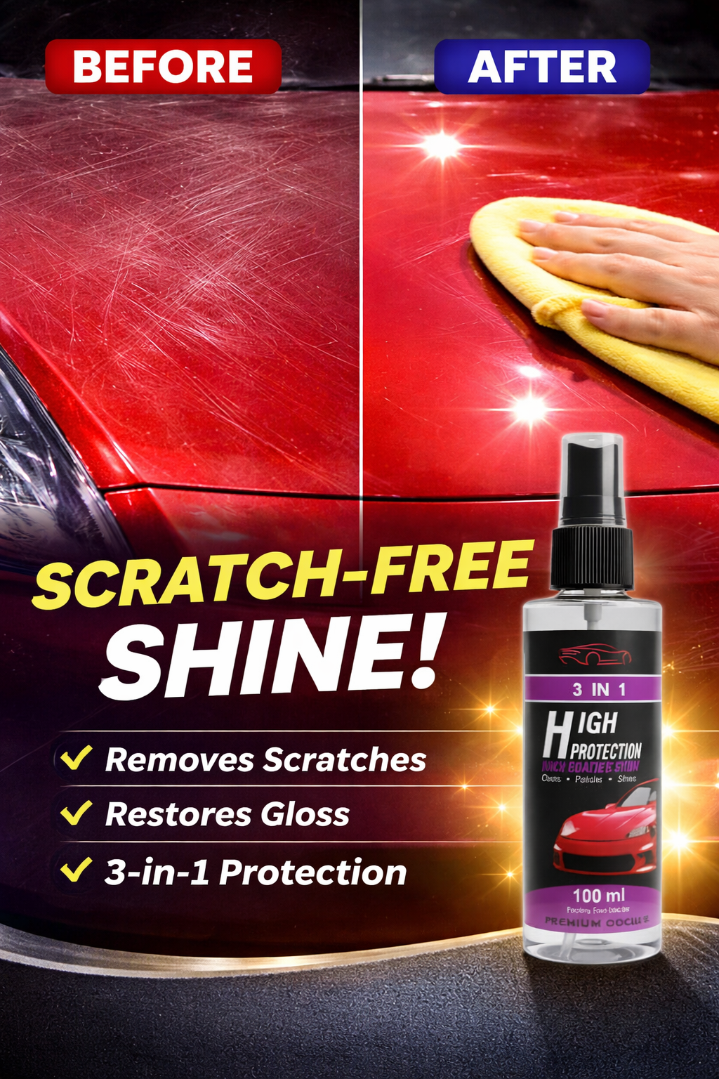 3 in 1 Car Shine/Scratch Spray ( Pack Of 2 )